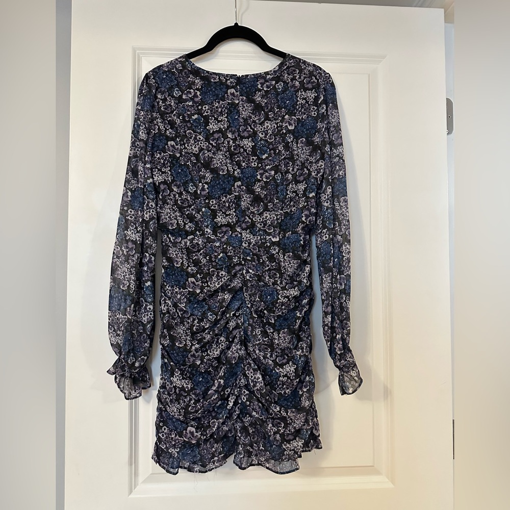 Vici - blue/purple/black floral rouged dress